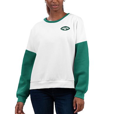 Women's G-III 4Her by Carl Banks White New York Jets A-Game Pullover Sweatshirt