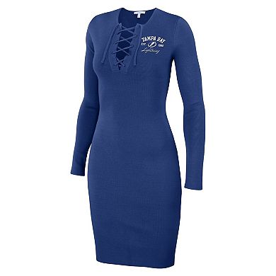 Women's WEAR by Erin Andrews  Blue Tampa Bay Lightning Lace-Up Dress