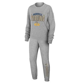 Women's WEAR by Erin Andrews Heather Gray Nashville Predators Knit Long Sleeve Tri-Blend T-Shirt & Pants Sleep Set