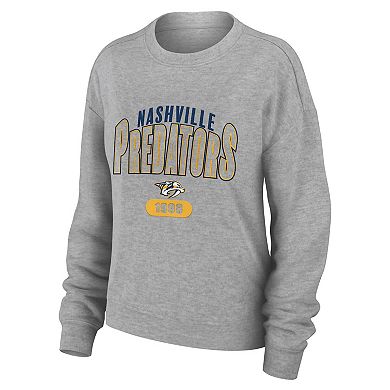 Women's WEAR by Erin Andrews Heather Gray Nashville Predators Knit Long Sleeve Tri-Blend T-Shirt & Pants Sleep Set