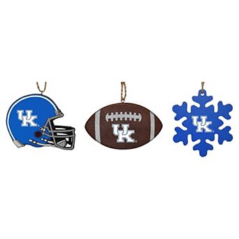 The Memory Company Kentucky Wildcats Three-Pack Helmet, Football & Snowflake Ornament Set