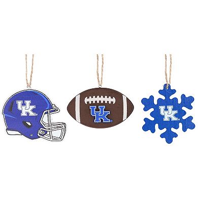 The Memory Company Kentucky Wildcats Three-Pack Helmet, Football & Snowflake Ornament Set