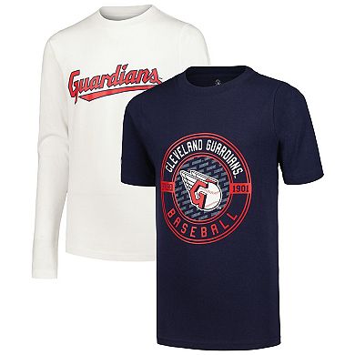 Youth Stitches Navy/White Cleveland Guardians T-Shirt Combo Set