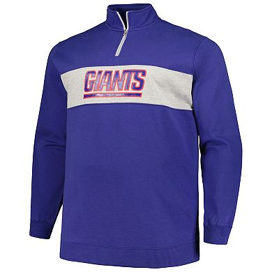 Men's Profile Royal New York Giants Big & Tall Fleece Quarter-Zip Jacket