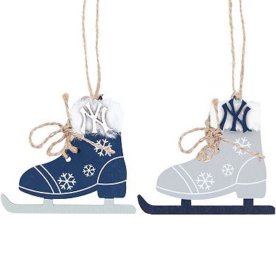 The Memory Company New York Yankees Two-Pack Ice Skate Ornament Set