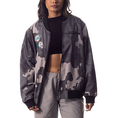 Unisex The Wild Collective Gray Miami Dolphins Camo Bomber Jacket