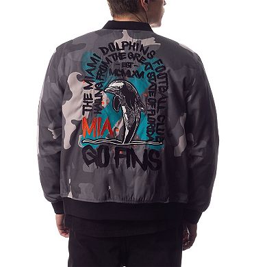 Unisex The Wild Collective Gray Miami Dolphins Camo Bomber Jacket