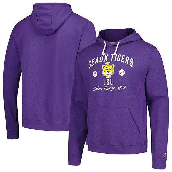 Men S League Collegiate Wear Purple Lsu Tigers Bendy Arch Essential Pullover Hoodie