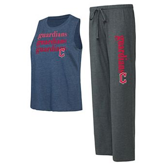 Women's Concepts Sport Charcoal/Navy Cleveland Guardians Meter Muscle Tank Top and Pants Sleep Set
