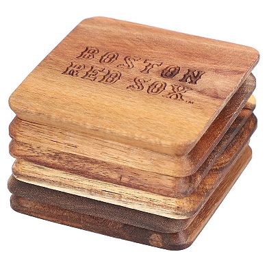 The Memory Company Boston Red Sox 6-Pack Acacia Wood Coaster Set