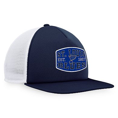 Men's Fanatics Branded Navy/White St. Louis Blues Foam Front Patch Trucker Snapback Hat