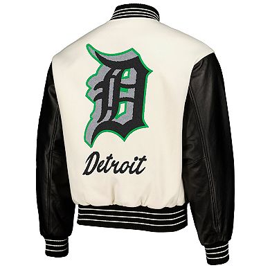 Men's PLEASURES White Detroit Tigers Full-Snap Varsity Jacket