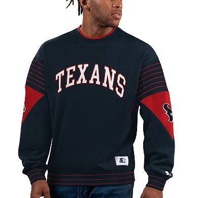 Men's Starter Navy Houston Texans Face-Off Pullover Sweatshirt