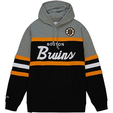 Men's Mitchell & Ness Black/Gray Boston Bruins Head Coach Pullover Hoodie