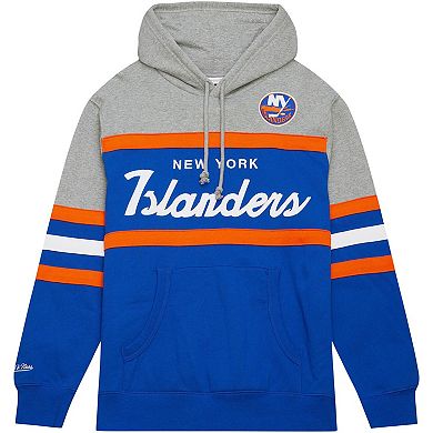 Men's Mitchell & Ness Royal/Gray New York Islanders Head Coach Pullover Hoodie