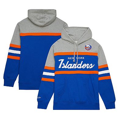 Men's Mitchell & Ness Royal/Gray New York Islanders Head Coach Pullover Hoodie