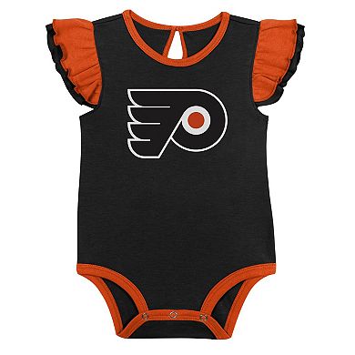 Girls Infant Orange/Black Philadelphia Flyers Two-Pack Training Bodysuit Set