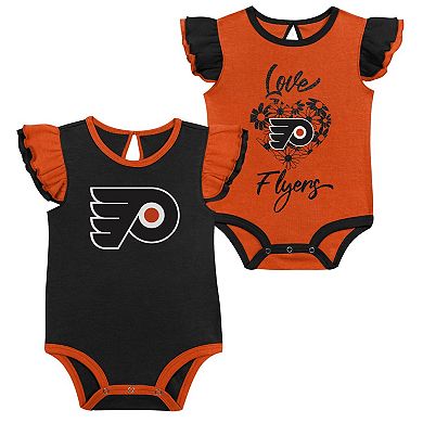 Girls Infant Orange/Black Philadelphia Flyers Two-Pack Training Bodysuit Set