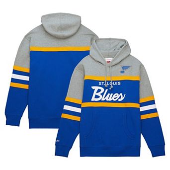 Men's Mitchell & Ness Blue/Gray St. Louis Blues Head Coach Pullover Hoodie