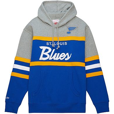 Men's Mitchell & Ness Blue/Gray St. Louis Blues Head Coach Pullover Hoodie