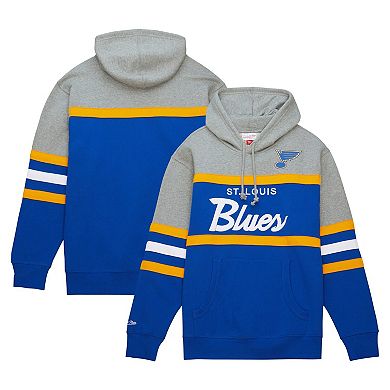 Men's Mitchell & Ness Blue/Gray St. Louis Blues Head Coach Pullover Hoodie