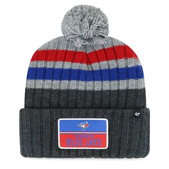 Men's '47 Gray Toronto Blue Jays Stack Cuffed Knit Hat with Pom