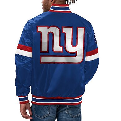 Men's Starter Royal New York Giants Home Game Satin Full-snap Varsity 