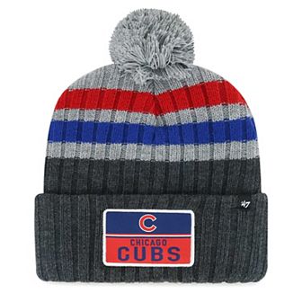 Men's '47 Gray Chicago Cubs Stack Cuffed Knit Hat with Pom