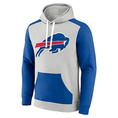 Men's Fanatics Branded Silver/Royal Buffalo Bills Big & Tall Team Fleece Pullover Hoodie