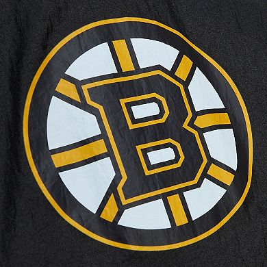 Men's Mitchell & Ness Black Boston Bruins Team OG 2.0 Anorak Half-Zip Windbreaker Jacket