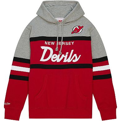 Men's Mitchell & Ness Red/Gray New Jersey Devils Head Coach Pullover Hoodie