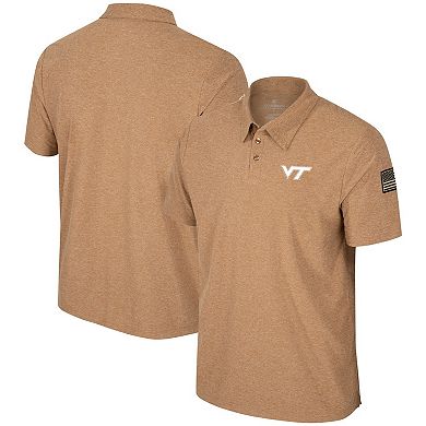 Men's Colosseum Khaki Virginia Tech Hokies OHT Military Appreciation Cloud Jersey Desert Polo