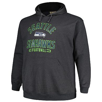 Men's Fanatics Branded Heather Charcoal Seattle Seahawks Big & Tall Pullover Hoodie
