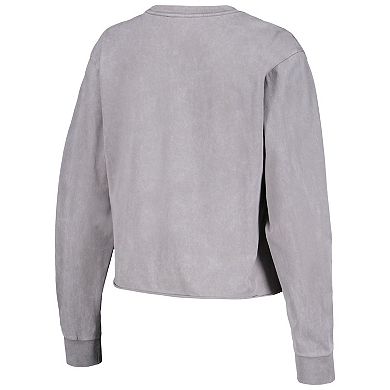 Women's The Wild Collective Gray Golden State Warriors Band Cropped Long Sleeve T-Shirt