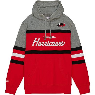 Men's Mitchell & Ness Red/Gray Carolina Hurricanes Head Coach Pullover Hoodie