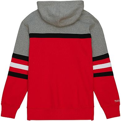 Men's Mitchell & Ness Red/Gray Carolina Hurricanes Head Coach Pullover Hoodie