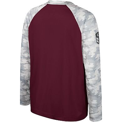 Youth Colosseum Maroon/Camo Virginia Tech Hokies OHT Military Appreciation Dark Star Raglan Long Sleeve T-Shirt