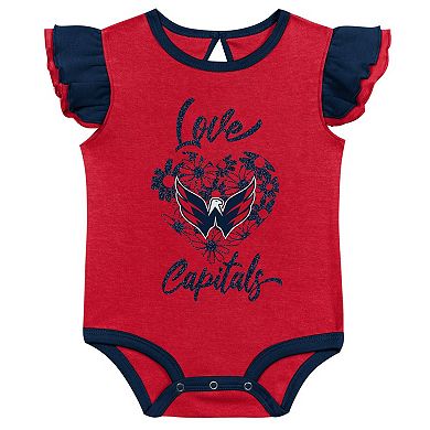 Girls Infant Red/Navy Washington Capitals Two-Pack Training Bodysuit Set