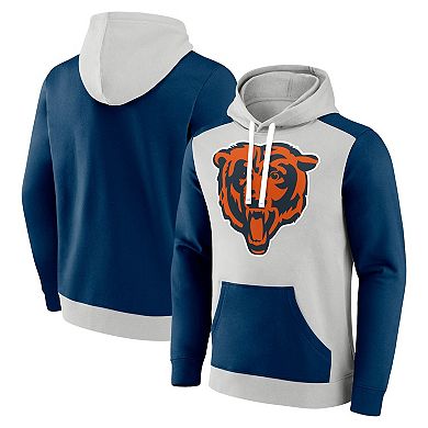 Men's Fanatics Branded Silver/Navy Chicago Bears Big & Tall Team Fleece Pullover Hoodie