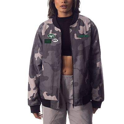 Unisex The Wild Collective Gray New York Jets Camo Bomber Jacket