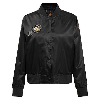 Women's Pro Standard Black Phoenix Suns Glam Satin Full-Snap Varsity Jacket