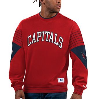 Men's Starter Red Washington Capitals Faceoff Pullover Sweatshirt