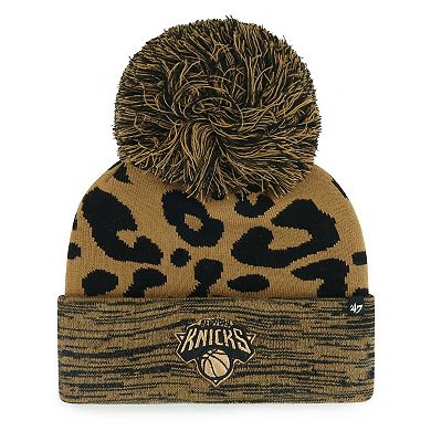 Women's '47 Leopard New York Knicks Rosette Cuffed Knit Hat with Pom