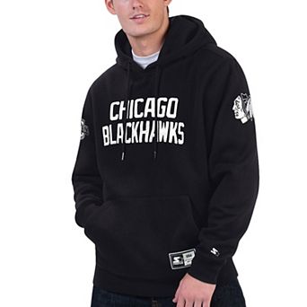 Men's Starter x NHL Black Ice Black Chicago Blackhawks Pullover Hoodie