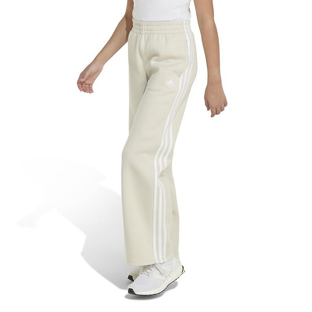 Adidas Big Girls Wide Leg Pants Cream Size Small Cotton