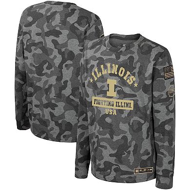 Youth Colosseum Camo Illinois Fighting Illini OHT Military Appreciation Dark Star Long Sleeve T-Shirt