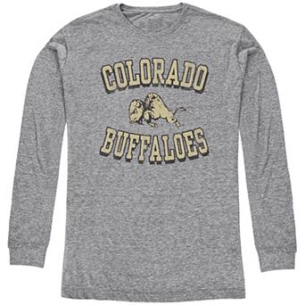 Youth Original Retro Brand Heather Gray Colorado Buffaloes Arch Tri-Blend Long Sleeve T-Shirt