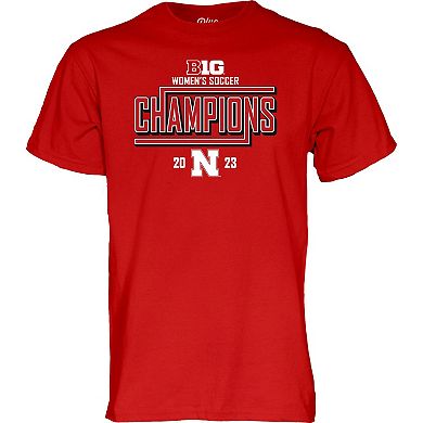 Unisex Blue 84 Scarlet Nebraska Huskers 2023 Big Ten Women's Soccer Regular Season Champions Locker Room T-Shirt