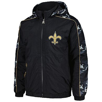 Men's Starter Black New Orleans Saints Thursday Night Gridiron Full-Zip Hoodie