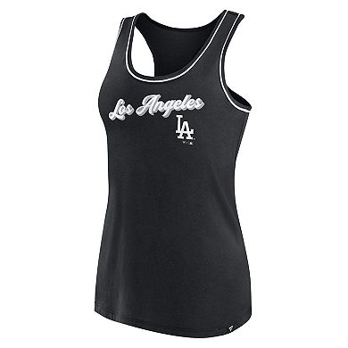 Women's Fanatics Branded  Black Los Angeles Dodgers Wordmark Logo Racerback Tank Top